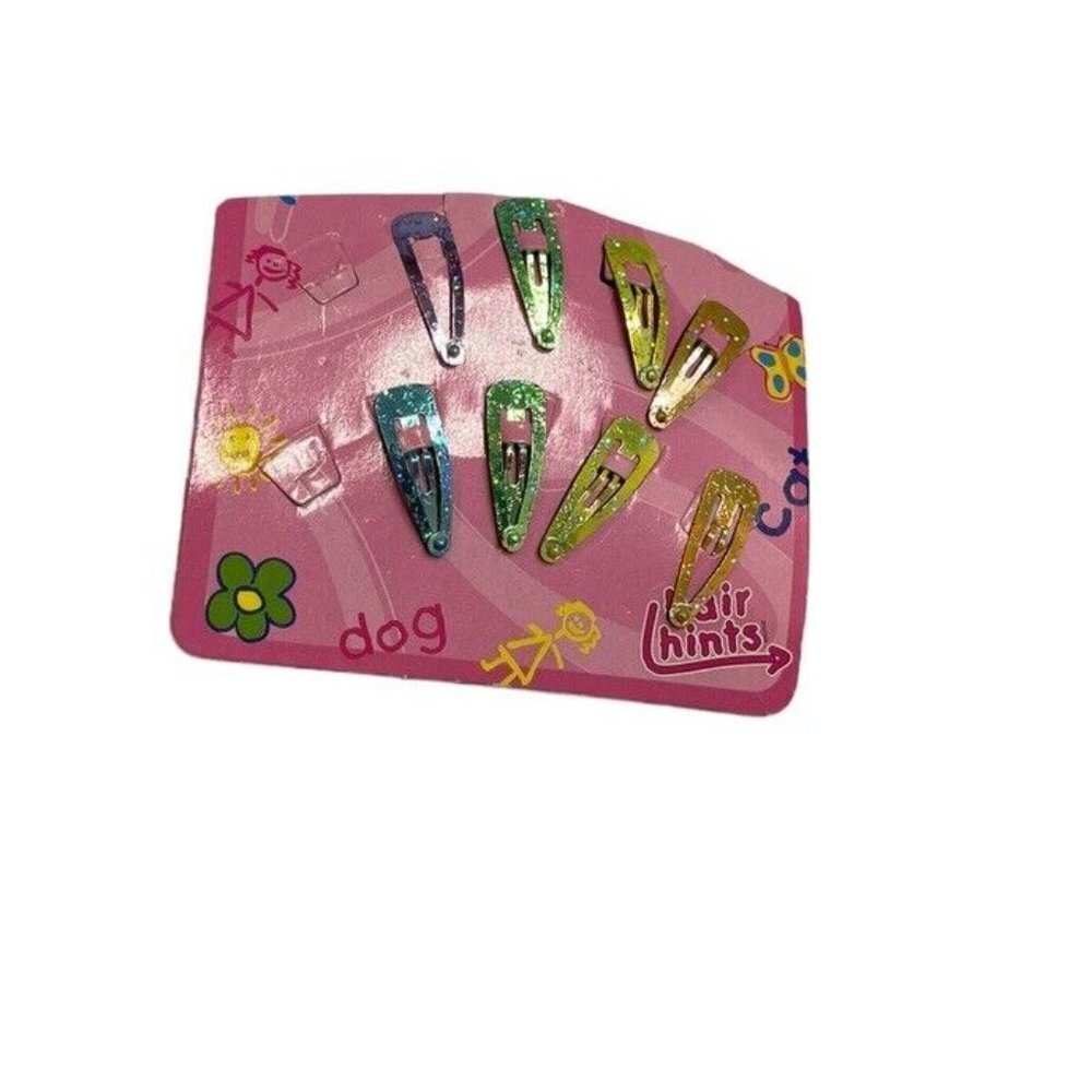 8 Vintage Y2K Goody Hair Hints Metal Barrettes Bright Colorful Sparkly